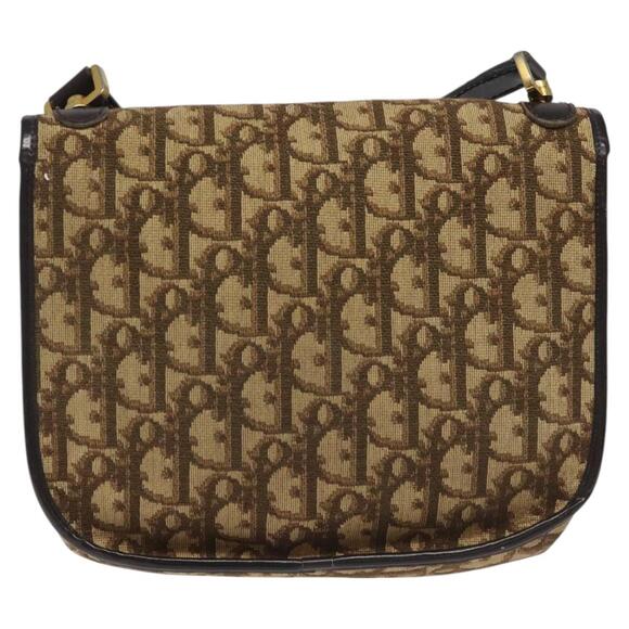 DIOR Trotter Canvas Shoulder Bag Brown Gold - Picture 3 of 12